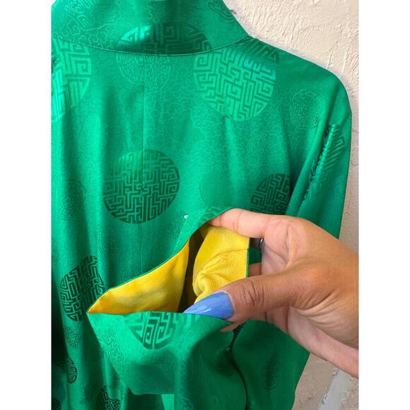 Vintage Mode Elegante 100% Silk Green Chinese Jacket SZ L Kowloon Hong Kong RARE - Picture 10 of 10